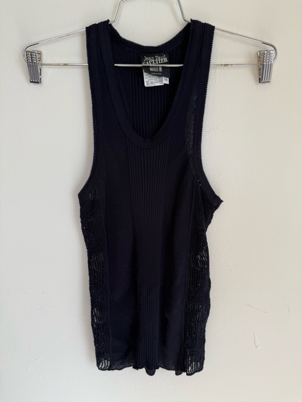 Jean Paul Gaultier Black Ribbed Tank Top navy